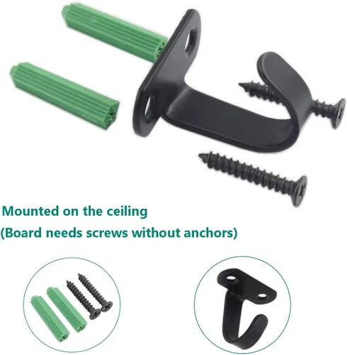 Miniatura 5 de Gancho de techo de acero inoxidable negro, ganchos para colgar en el techo, ganchos para colgar plantas, comederos de pájaros, campanillas