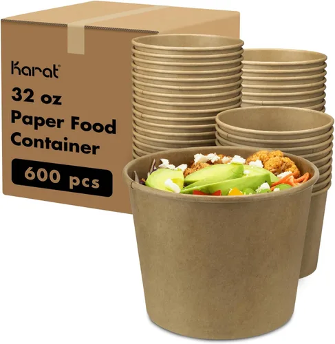 Miniatura 19 de Karat [227 ml - 1000 uds] Tazas de helado de papel y cuencos de sopa para alimentos calientes/fríos - Ideal para sopa, helado, yogur y aperitivos