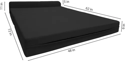 Miniatura 3 de D&D Futon Furniture. Cama plegable de espuma para silla, sofá estudio, colchón de espuma plegable para invitados (6 x 48 x 72 pulgadas, negro)