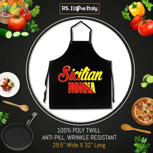 Miniatura 2 de P.S. I Love Italy Delantal Siciliano Nonna - Delantal italiano con peto fresco y lindo para hombres y mujeres