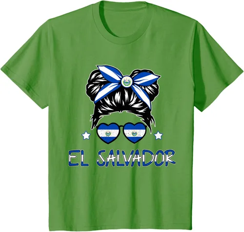Miniatura 43 de Camiseta de El Salvador para Niñas Bandera Patrimonio Hispano Salvadoreño