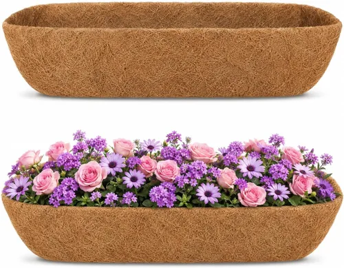 Miniatura 14 de Y&M 2 piezas de forro redondo de fibra de coco de 10 pulgadas, repuesto de fibra de coco natural para cesta colgante de 10 pulgadas
