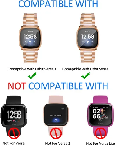 Miniatura 3 de Maxjoy Compatible con Fitbit Sense/Versa 3 bandas, Versa3 correa de metal grande de acero inoxidable con funda protectora para hombres y mujeres