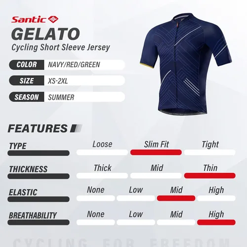 Miniatura 3 de Santic Camiseta de ciclismo para hombre, manga corta, camisas de ciclismo de montaña, chaqueta de bicicleta con bolsillos