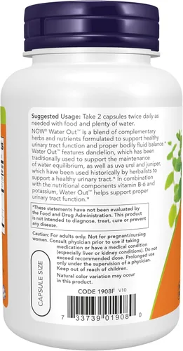 Miniatura 3 de NOW Foods Suplementos, agua con Uva Ursi estandarizada, diente de león, potasio y vitamina B-6, 100 cápsulas vegetales
