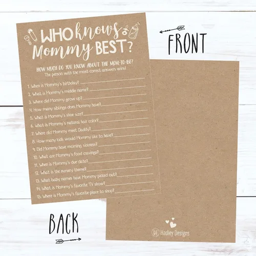 Miniatura 3 de Hadley Designs Juegos de baby shower para 25 invitados – Kraft rústico que conoce a mamá mejor juego de baby shower, juegos de baby shower