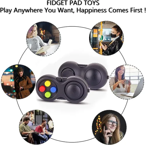 Miniatura 4 de Mini Fidget botón controlador pad juguetes para niños adultos con ansiedad y autismo (negro y mezcla)