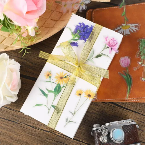 Miniatura 7 de 160 piezas de calcomanías de flores naturales para álbumes de recortes, calcomanías autoadhesivas para álbumes de recortes, suministros para diario