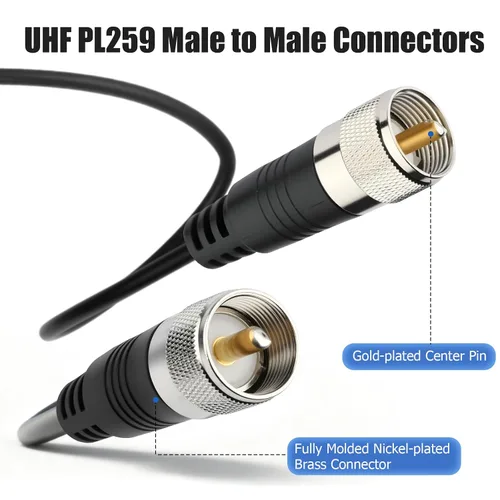 Miniatura 3 de Ullnosoo Cable coaxial RG8x, cable de puente de radio CB de 3 pies PL259 UHF, 50 ohmios de baja pérdida para jamón, analizador de antena, carga