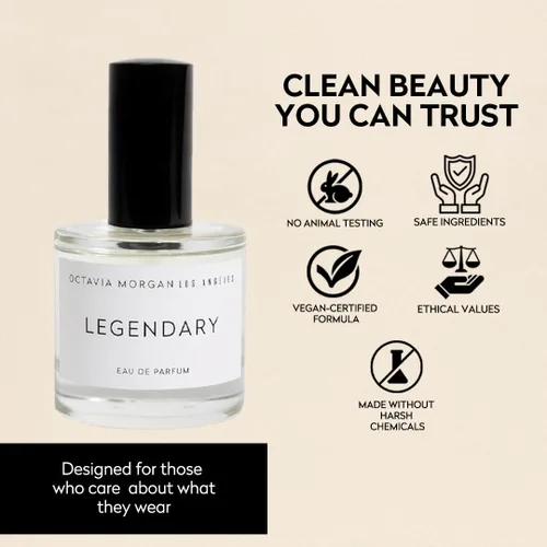Miniatura 5 de OCTAVIA MORGAN LEGENDARY Eau de Parfum – Fragancia Woody Spicy Clean con ámbar, cardamomo y papiro Aroma característico que incluye género