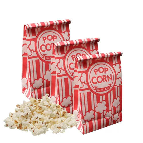 Bolsas de palomitas de maíz, bolsas de papel para palomitas de maíz con parte inferior plana de 2 onzas para la familia, noche de película, béisbol,