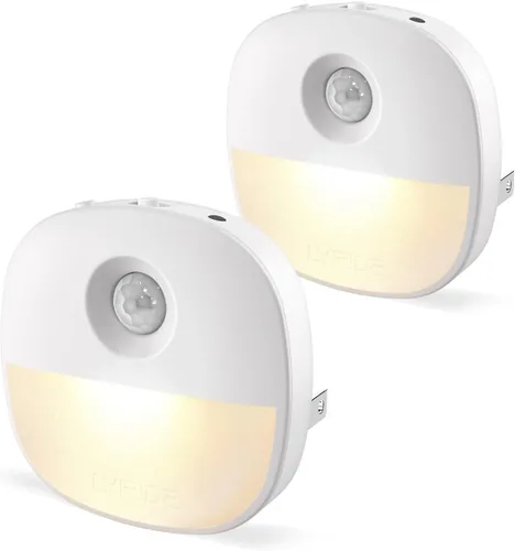 Miniatura 11 de Lyridz Luz nocturna enchufable con sensor de movimiento y sensor de atardecer a amanecer, luz nocturna blanca fría regulable con brillo ajustable