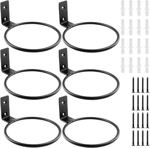 Miniatura 10 de Jiozermi Paquete de 2 anillos para macetas de 4 pulgadas, soporte de maceta montado en la pared, uso en interiores, negro mate, capacidad de 40