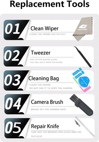 Miniatura 5 de Fundas de lente de cámara de repuesto para iPhone 13 Pro y 13Pro Max, repuesto de vidrio Len con adhesivo de doble cara y kit de herramientas