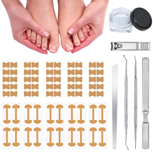 Kit de eliminación de uñas encarnadas, kit de herramientas profesional para uñas de los pies, incluye tiras transpirables para uñas de los pies,