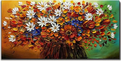 Miniatura 14 de Yotree Pintura de árbol, 24 x 48 pulgadas, óleo sobre lienzo, arte abstracto, enmarcado, pintado a mano, moderno, unisex, interior, sala de estar