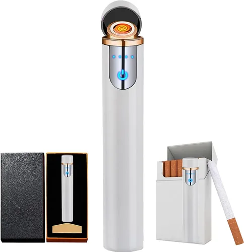 Miniatura 8 de Encendedor electrónico, fresco y eléctrico, recargable por USB, encendido táctil, resistente al viento, sin llama, ligero, plasma con indicador
