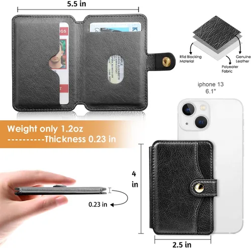 Miniatura 2 de M-Plateau Billetera para teléfono adhesiva, soporte delgado de tarjetas de crédito con adhesivo 3M para teléfono celular y funda de teléfono