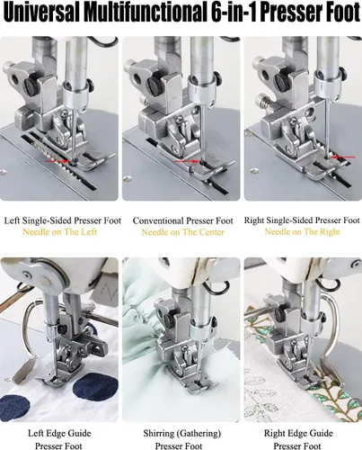 Miniatura 2 de Prensatelas F88 6 en 1, multifuncional, ajustable, izquierda, derecha, de un solo lado, fruncido, posicionamiento, prensatelas, se adapta a