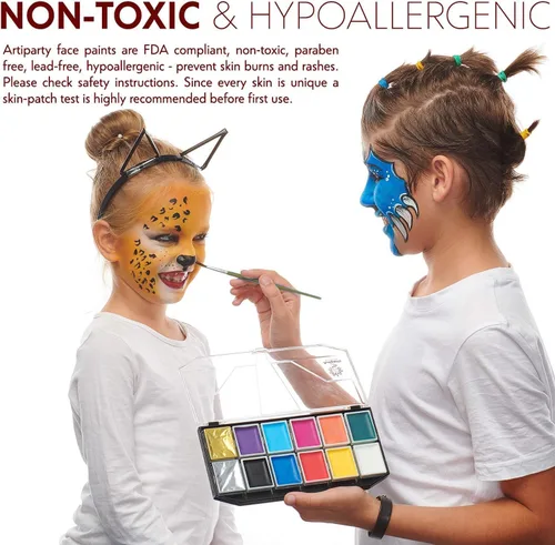 Miniatura 3 de Kit de pintura facial, no tóxico e hipoalergénico, kit profesional de pintura facial para niños y adultos, kit de maquillaje de cosplay, fácil