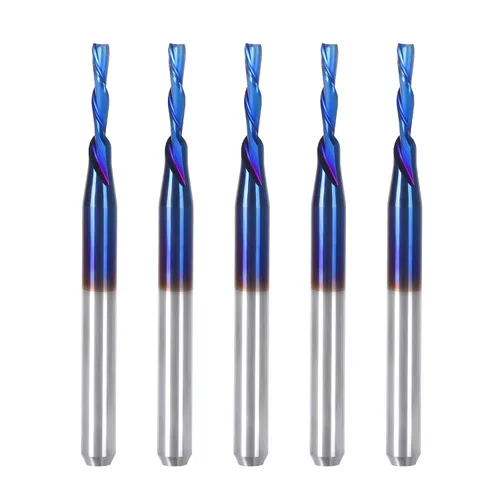 Miniatura 9 de HQMaster Broca de corte descendente de 1/8 de pulgada, corte hacia abajo, espiral, fresadora CNC, fresadora de carburo de tungsteno, juego de 5