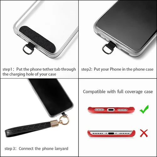 Miniatura 2 de Correa de cuero para teléfono celular, correa para teléfono celular, cordón para teléfono con lengüeta, manos libres, llavero para mujer