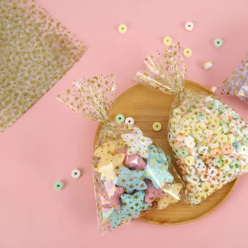 Miniatura 4 de Bolsas de celofán, bolsas de celofán transparente, 7 x 12 pulgadas, 100 lazos giratorios para envolver regalos, dulces de embalaje, postres