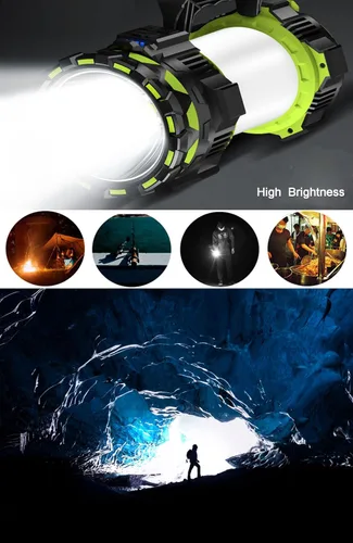 Miniatura 8 de Focos LED grandes, linternas, 22000 lúmenes, 6 modos, recargable, portátil, para campamento, caza, luces de trabajo portátiles para emergencias