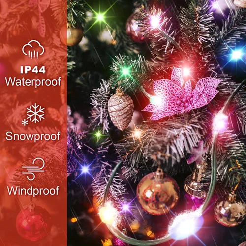 Miniatura 7 de 12 modos de luces para árbol de Navidad fáciles con anillo para interiores y exteriores, cadena de 6.56 pies x 12 líneas, 288 luces LED