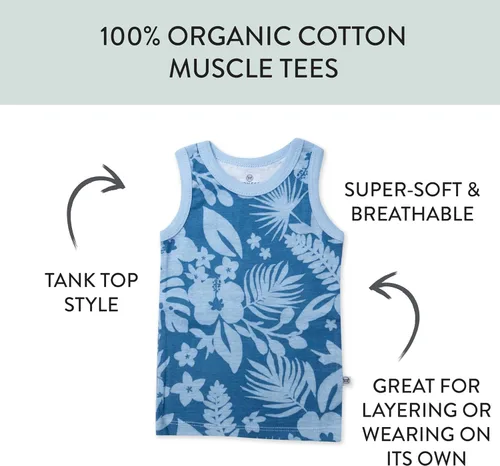 Miniatura 52 de HonestBaby Camisetas musculares sin mangas 100% algodón orgánico para bebés y niños pequeños, niñas