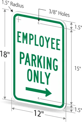 Miniatura 6 de SmartSign Letrero de metal "Employee Parking Only" de 18 x 12 pulgadas con flecha derecha, aluminio laminado inoxidable de 63 mil, verde y blanco