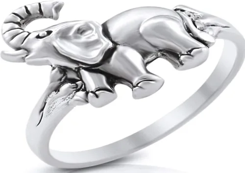 Elephant Animal Ring New 925 Sterling Silver Plated Band Lucky Elephant Ring