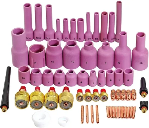 Miniatura 14 de RIVERWELD TIG Gas Lens Collet Bodies 45V 13N Jumbo Boquilla de alúmina de gran diámetro Tazas de cerámica 57N75 6#, 57N74 8#, 53N88 10#, 53N87 12#