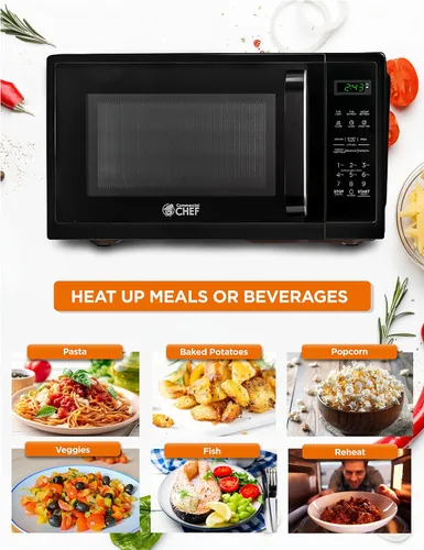 Miniatura 3 de COMMERCIAL CHEF Microondas pequeño de 0.9 pies cúbicos para encimera con controles táctiles y pantalla digital, negro y artículos nórdicos sin BPA