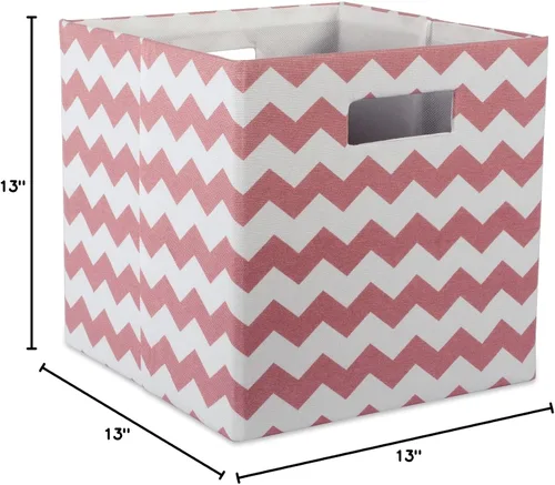 Miniatura 12 de DII Cubo de almacenamiento plegable de poliéster, Chevron, aguamarina, grande