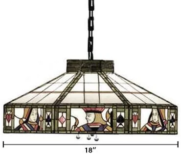 Miniatura 3 de Iluminación colgante LED lámpara de araña antigua Tiffany Art de 18 pulgadas de ancho, pantalla geométrica de vitrales con patrón de póquer, 2