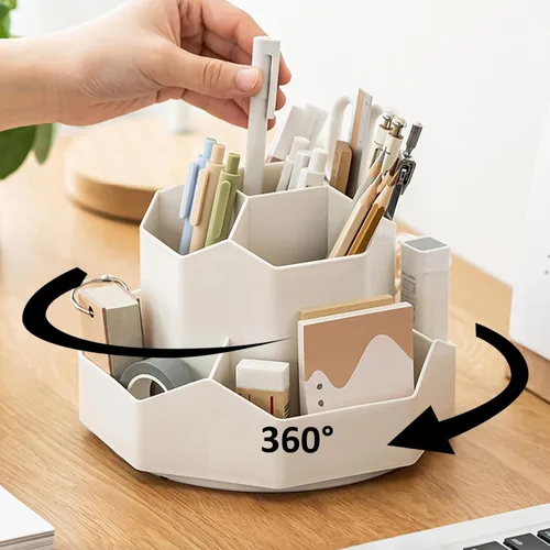 Portalápices para Escritorio, Organizador de Escritorio Giratorio de 360 Grados con 9 Ranuras, Lindo Organizador de Bolígrafos, Suministros de