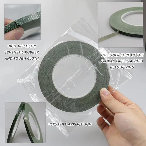 Miniatura 5 de Paquete de 2 cintas de flores verdes de fuerte adherencia – 1/4 de pulgada de ancho, cinta adhesiva impermeable multiusos para bodas