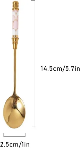 Miniatura 5 de Cucharas de café de acero inoxidable chapadas en oro, cucharaditas de acero inoxidable, cuchara de cerámica, cuchara de té y café para postre