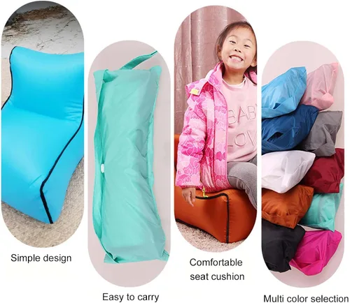 Miniatura 3 de Silla inflable, pequeño sofá inflable individual, tumbona plegable, sofá de aire portátil para estar en interiores, tienda de campaña, actividades