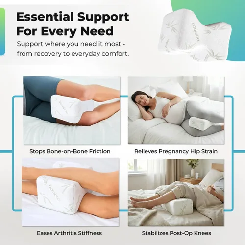 Miniatura 7 de Sacred Thread Almohada de rodilla de espuma viscoelástica para dormir de lado, almohada de piernas para dormir de lado con rayón derivado