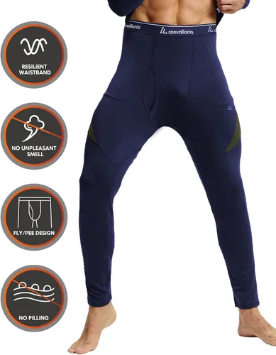 Miniatura 3 de CL convallaria Conjunto de ropa interior térmica para hombre con bragueta, capa base larga para invierno, equipo de caza, parte superior e inferior