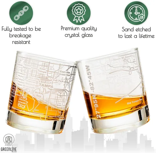 Miniatura 69 de Greenline Goods Vasos de whisky – Juego de vasos de 10 onzas para los amantes de San Luis, grabado con mapa de la ciudad de San Luis Old Fashioned