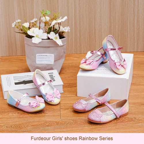 Miniatura 4 de Furdeour - Zapatos de vestir para niñas estilo Mary Jane ideal para damitas de honor, zapatos con brillantina de princesa para niñas pequeñas