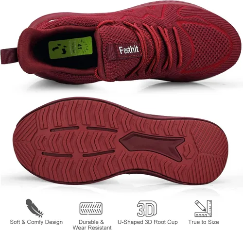 Miniatura 4 de Feethit - Tenis para hombre antideslizantes, ligeros, transpirables, estilo slip-on, para caminar, correr y gimnasio