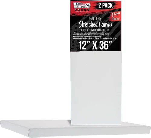 Miniatura 18 de U.S. Art Supply Lienzo estirado mediano para pintar de 12 x 48 pulgadas, profundidad de galería de 1-1/2 pulgadas de grosor, paquete de 2 – triple