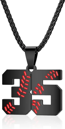 Miniatura 12 de Collar con número de béisbol para niños 00-99, collar con número de camiseta de béisbol de acero inoxidable, colgante personalizado, regalo