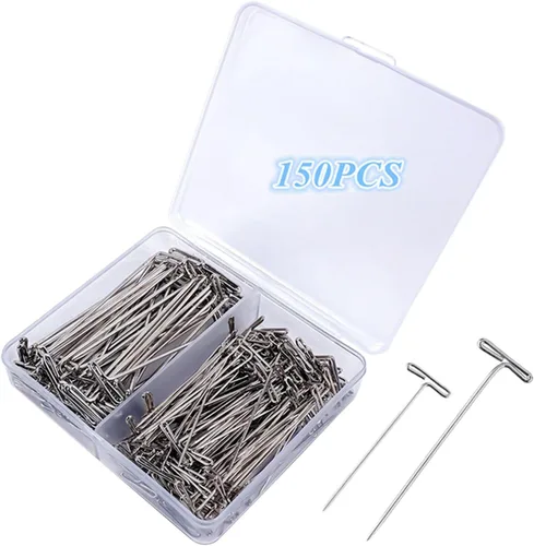 150 alfileres en T, alfileres de costura para bloquear tejer, modelar, hacer pelucas y manualidades, alfileres rectos, acero inoxidable, niquelados,
