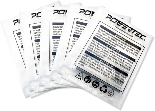 POWERTEC 70009V Bolsa de recolección de polvo de plástico transparente, 19-1/2 pulgadas de diámetro x 33 pulgadas, paquete de 5 bolsas colectoras de
