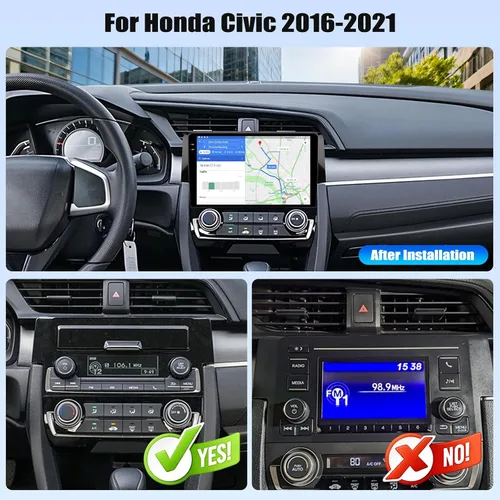Miniatura 2 de Android 15 4+128G Estéreo de coche para Honda Civic 2016-2021 con Carplay inalámbrico Android Auto, 9 pulgadas Incell 1280 * 720 Unidad principal